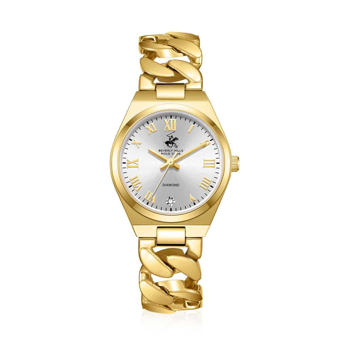 Beverly Hills Polo Club Women's Watch Gold Tone Case & Bracelet, Silver Dial, Quartz Analog, BP3879C.130