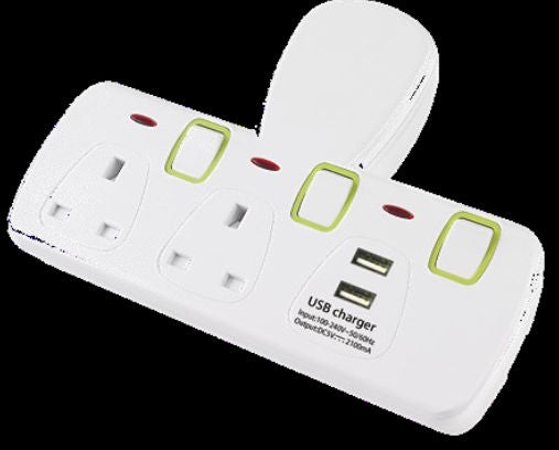 Kistenmacher EGK602BU 2Way+2USB 5V Socket Adapter