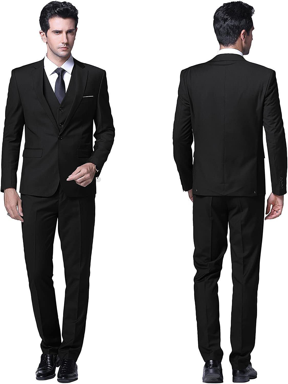Black Coat pant for men 3 pc tuxedo Slim Fit Suit Wedding Blazer Jacket