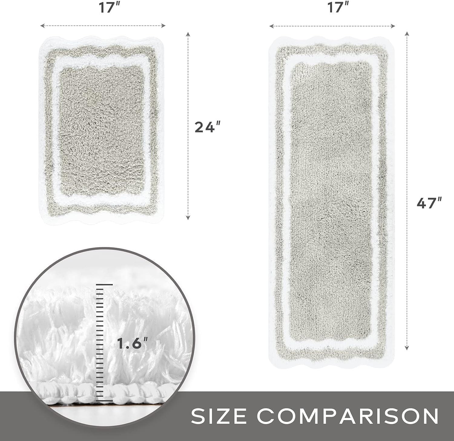 AIESY® Set of 2 Beautiful Luxury Rectangle Quick Dry Bath Mat