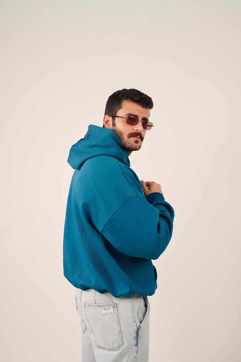 سترة مولو كلاسيكية بياقة كبيرة - أزرق مخضر