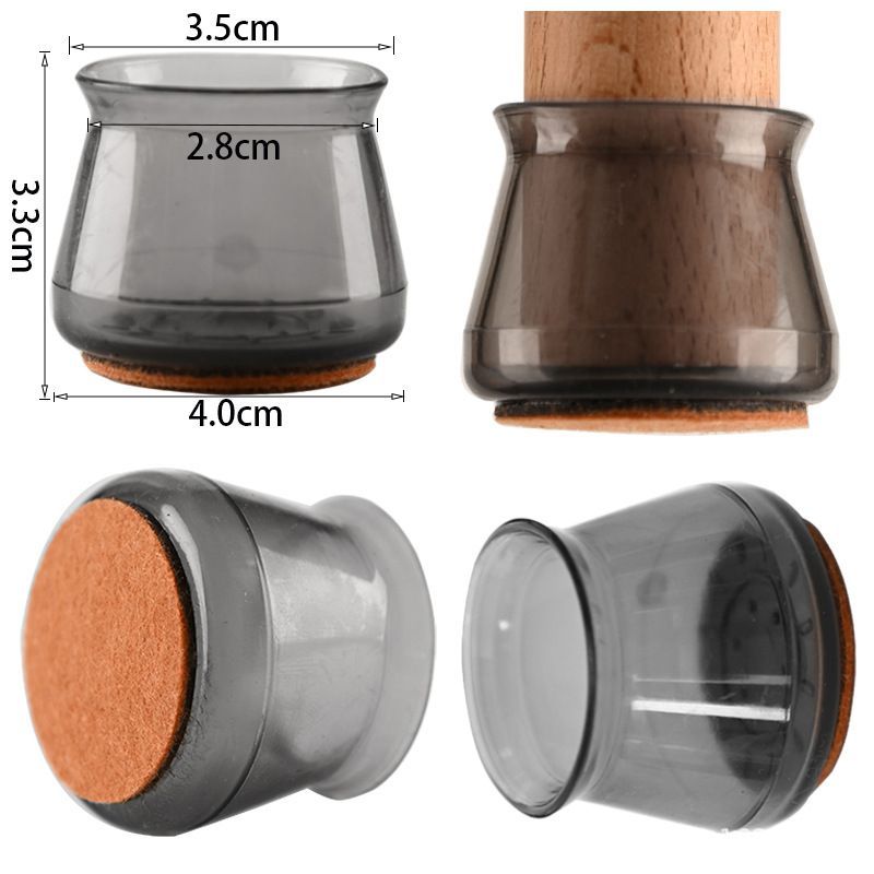 24pcs Furniture Feet Protectors With Felt Bottom Silicone Table Leg Caps