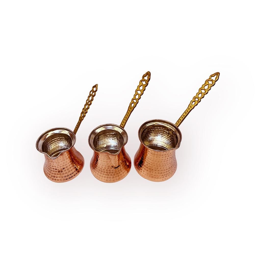 3 Pieces Copper Coffee Pot Set Turkish Coffee Handmade Craftsmanship