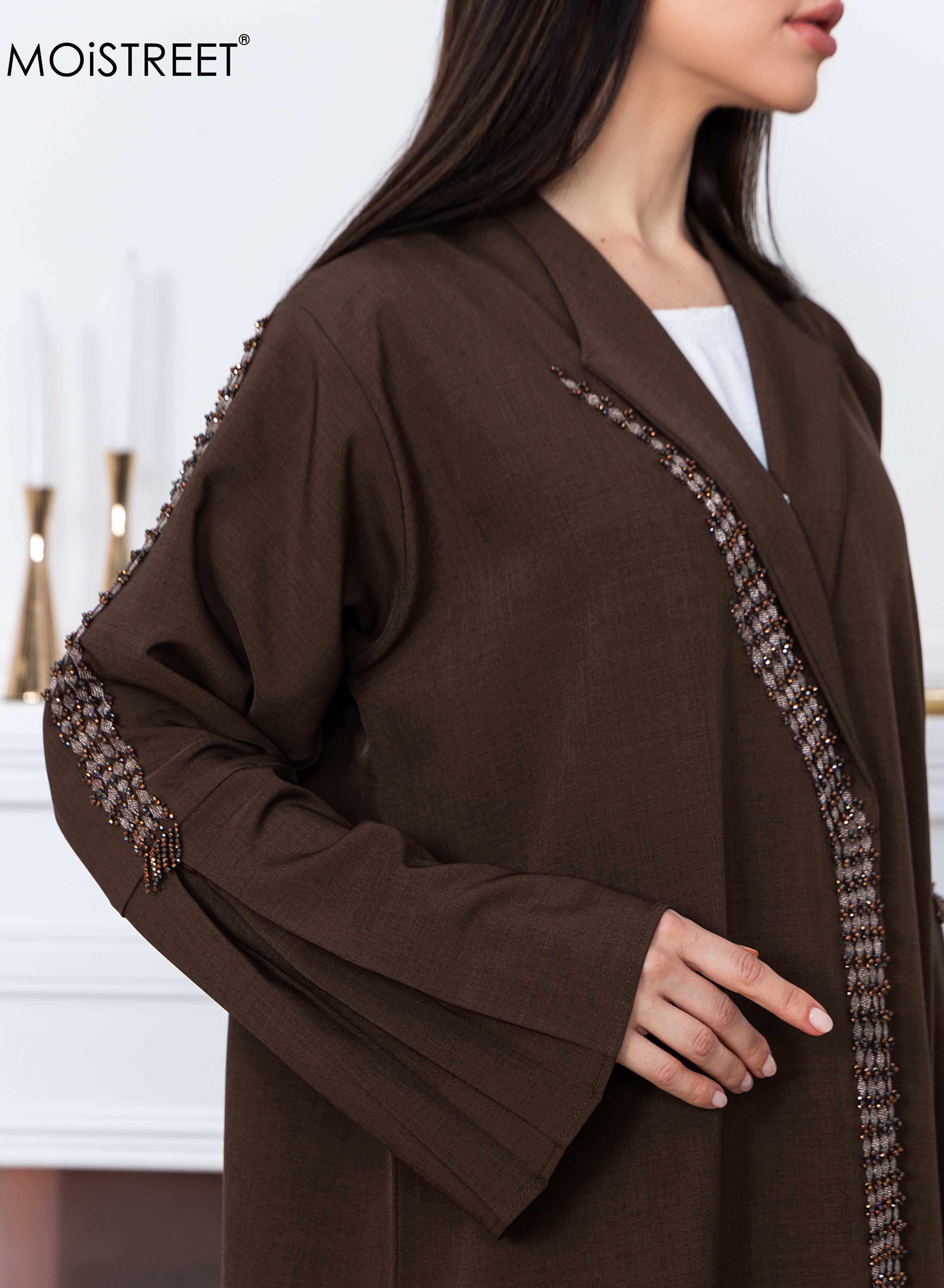 MOiSTREET Melange Embroidery Abaya