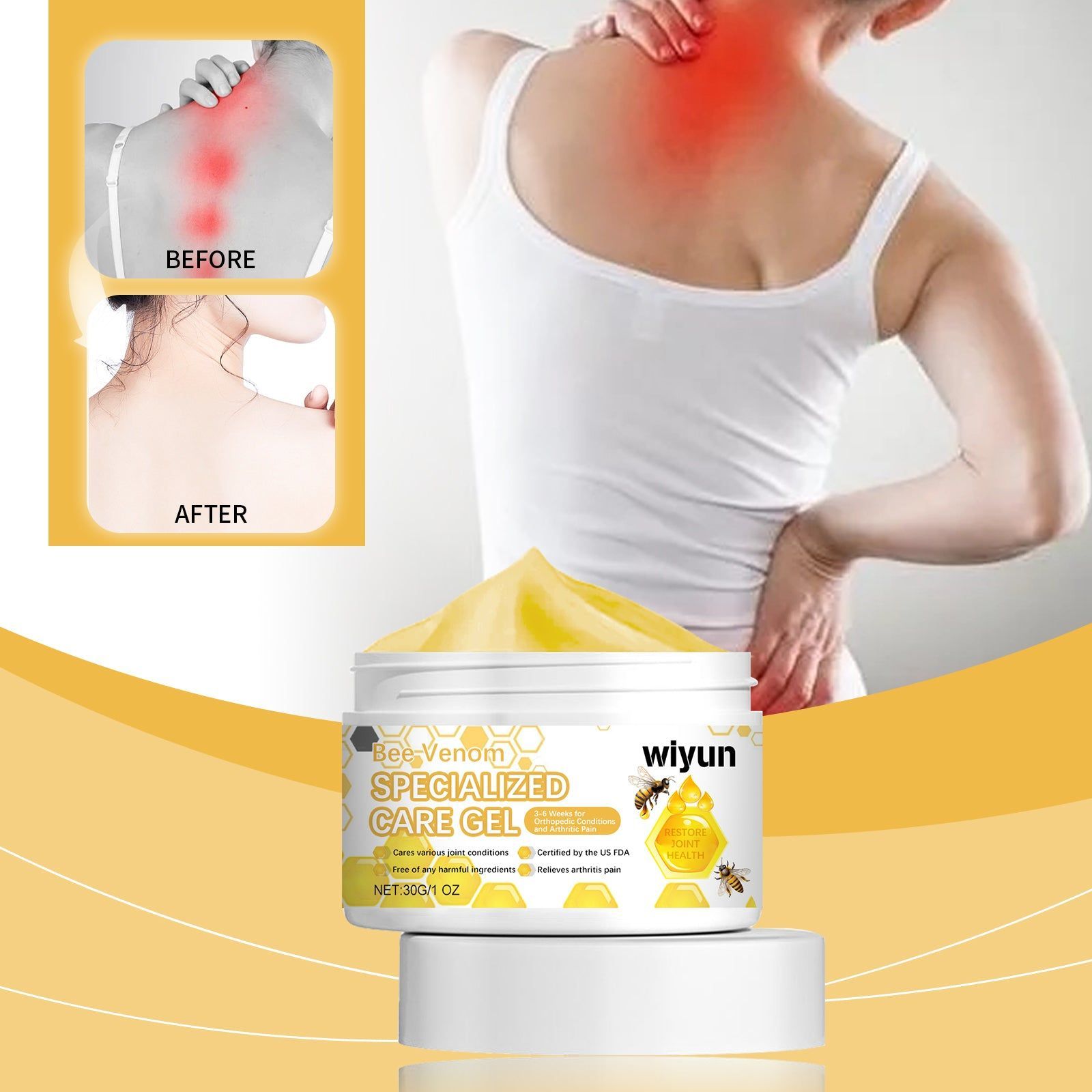 Bee Venom Pain Cream, Joint Relief, Inflammation Relief, Natural Muscle Gel ,30g