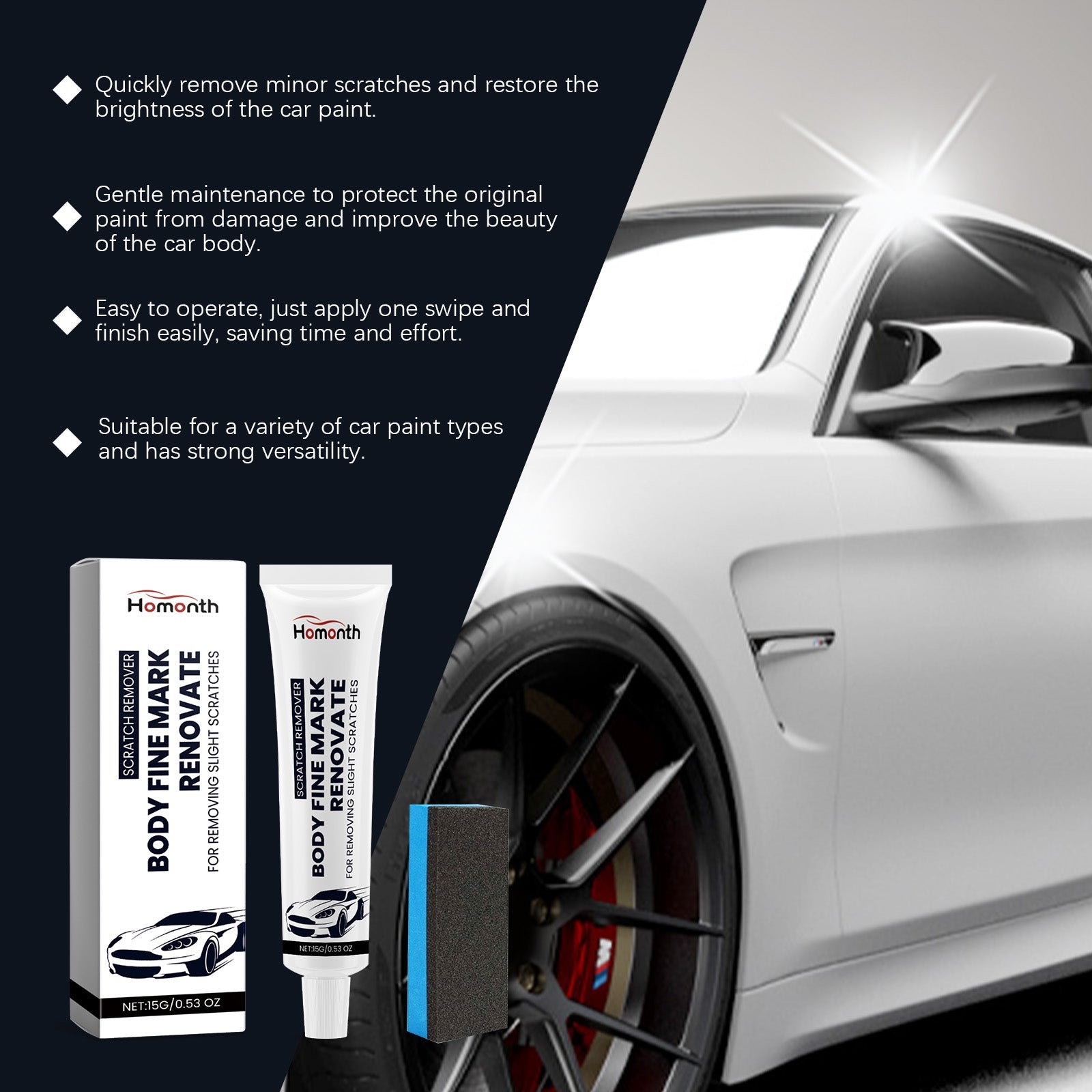 Car Scratch Repair Paste, Instant Scratch Fix, Car Paint Touch Up, Mirror Finish ,1set
