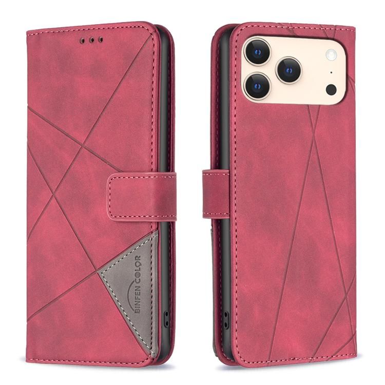 For iPhone 18 Pro Max / iPhone 17 Pro Max Magnetic Buckle Rhombus Texture Leather Phone Case