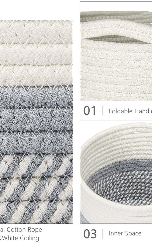 Mini Woven Jute Cotton Rope Plant Storage Basket for Home
