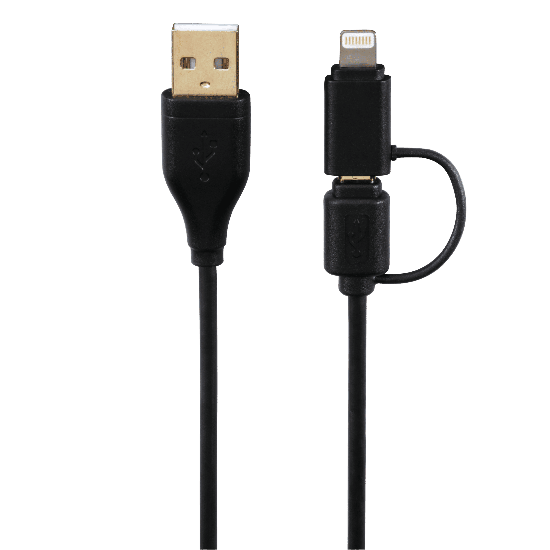 HAMA 54566 2in1 Micro USB Cable with Lightning Adapter, gold-plated, shield., 1.20 m