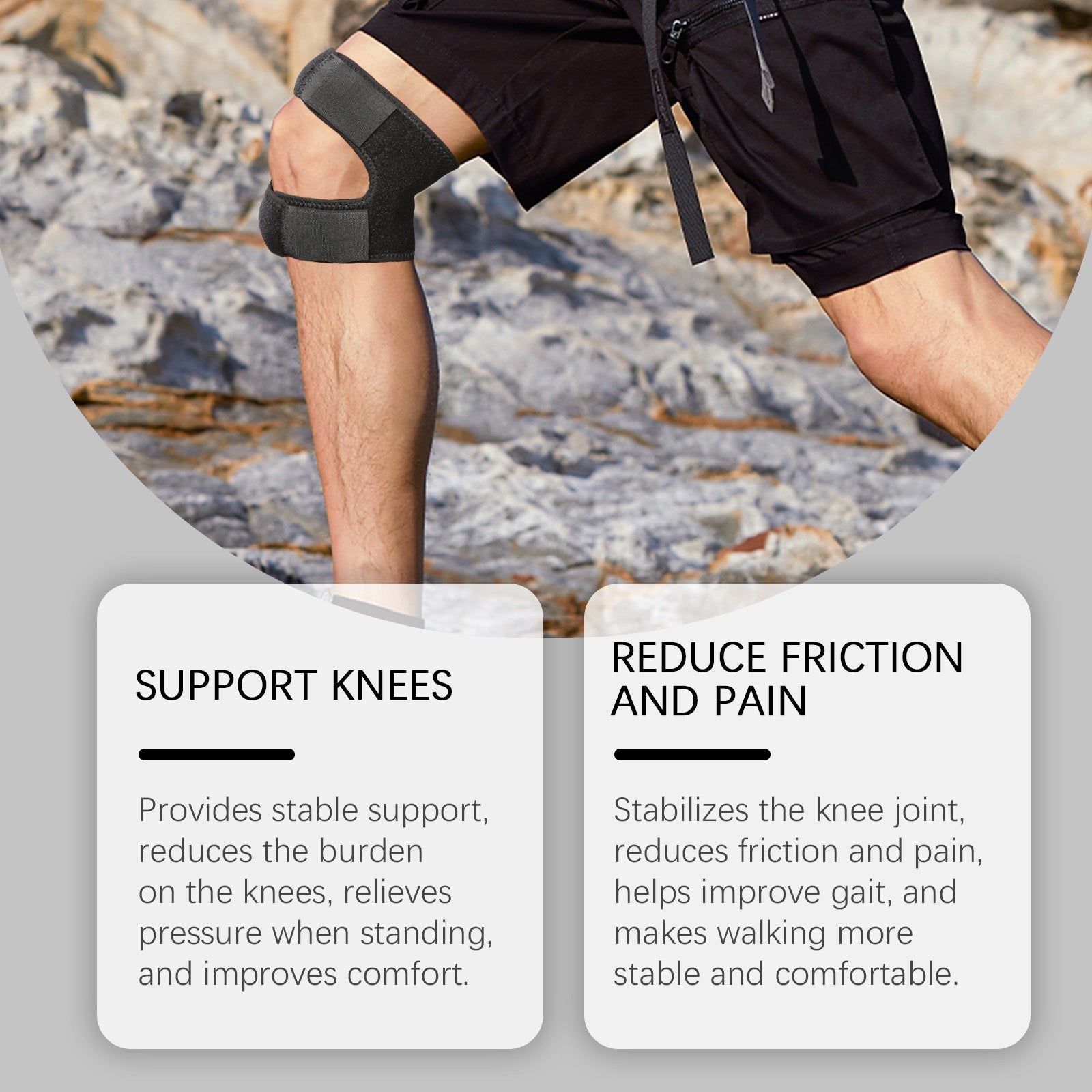 Black Knee Brace for Joint Support, Pain Relief, Foot Care, Daily Comfort ,1pcs