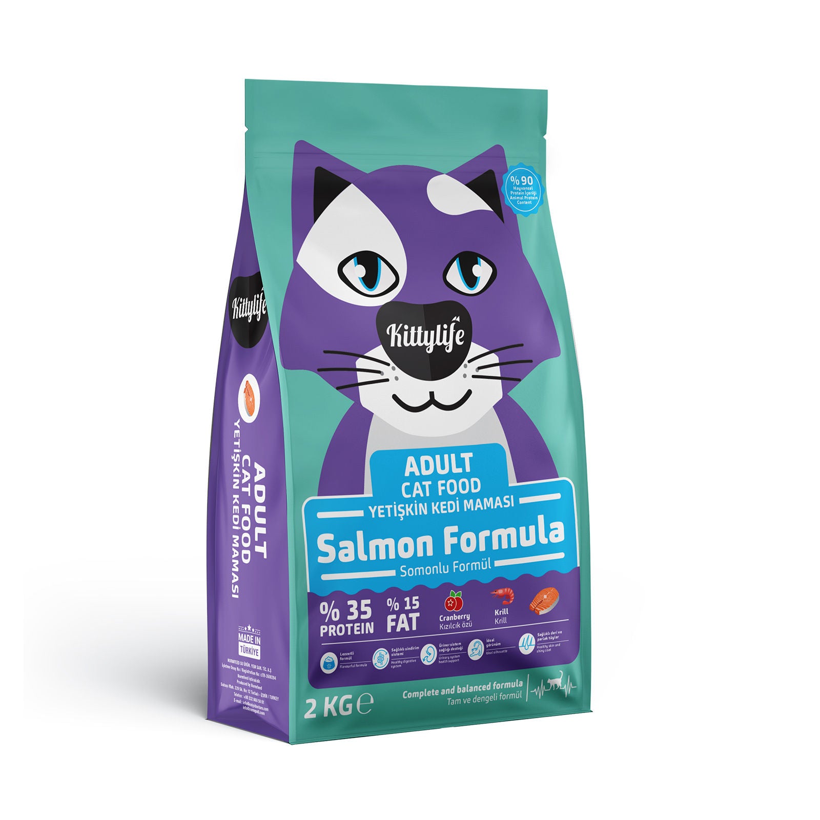 KittyLife Premium Adult Dry Cat Food with Salmon, 90% Animal Protein for Strong Muscles, Shiny Coat & Immune Support