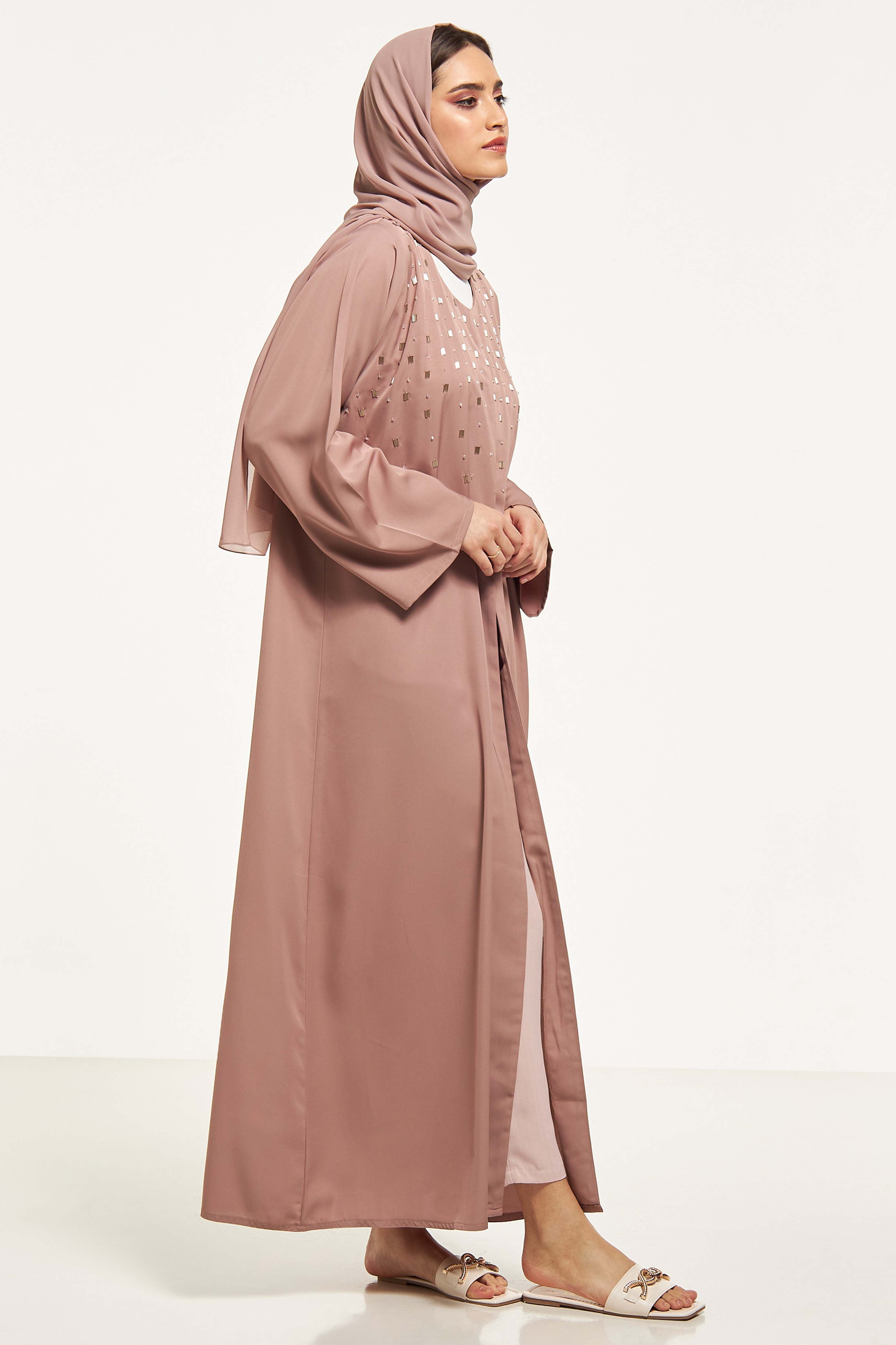 MOiSTREET Embellished Abaya with Sheila