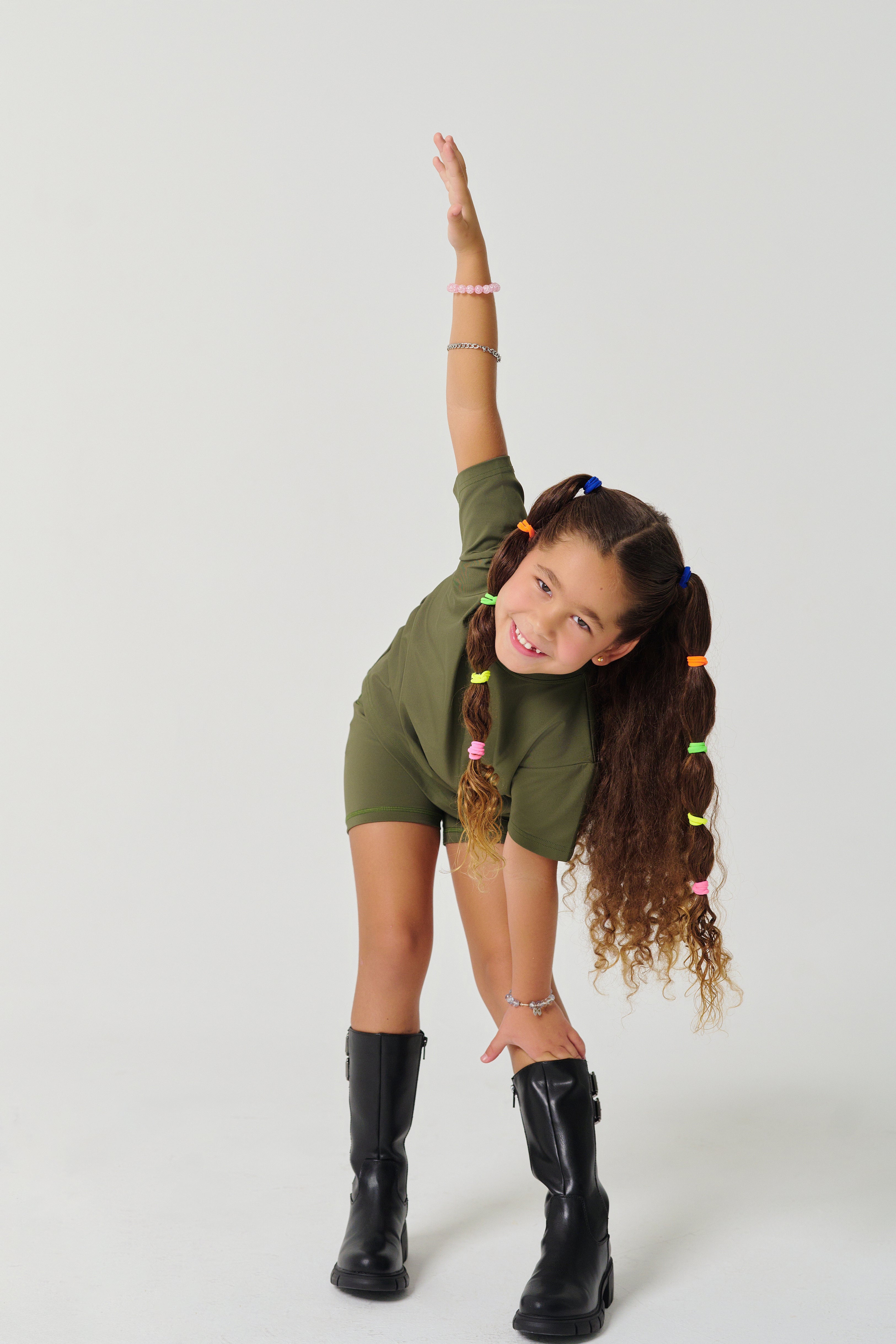 Regular Fit Kids Tights - Olive Green