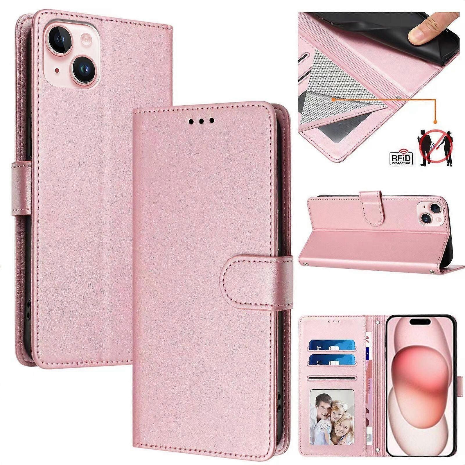 Pu Leather Wallet-Style Phone Cover Compatible With Iphone 15