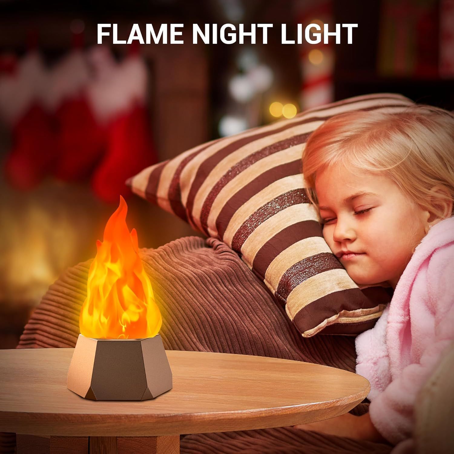 Fake Fire Lamp USB Rechargeable Flameless Candles with Flickering Flame for Camping Halloween