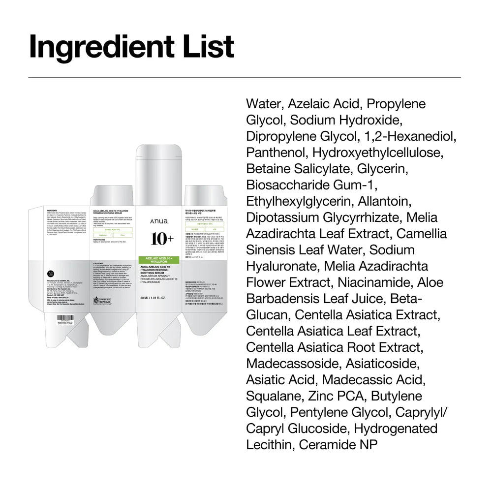 Azelaic Acid 10 Hyaluron Redness Soothing Serum 30ml