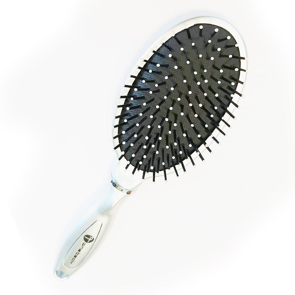 Onetech Oval Cushioned Hair Brush, Metallic Silver, 1pc