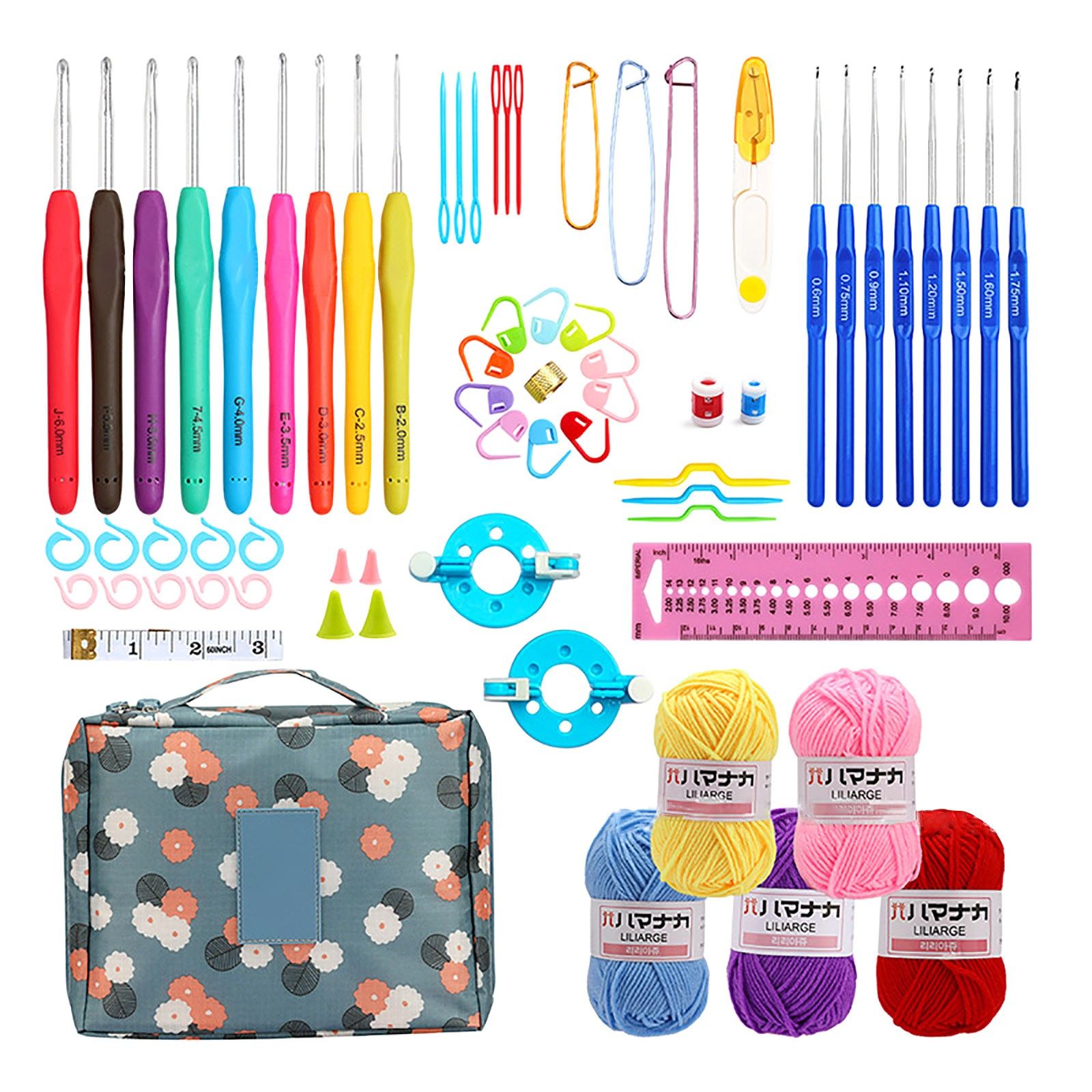 Crochet Hook Set DIY Crochet Tools Set Weave Yarn Kits With Storage Bag