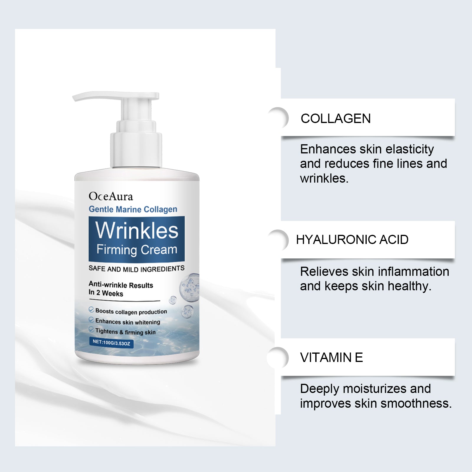 Collagen Firming Skin Care Cream, Hydrates, Brightens, Anti-Aging, Non-Greasy ,100g