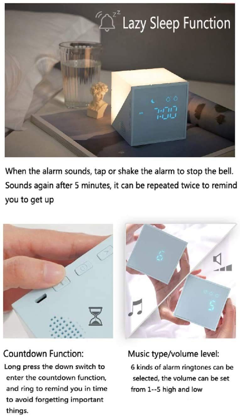 Magic Cube LED Alarm Clock Night Light Touch Sensor Lamp With Voice Control