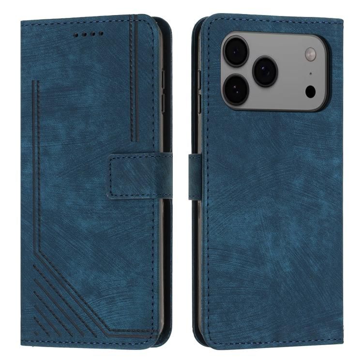 For iPhone 18 Pro Max / iPhone 17 Pro Max Skin Feel Stripe Pattern Leather Phone Case with Lanyard