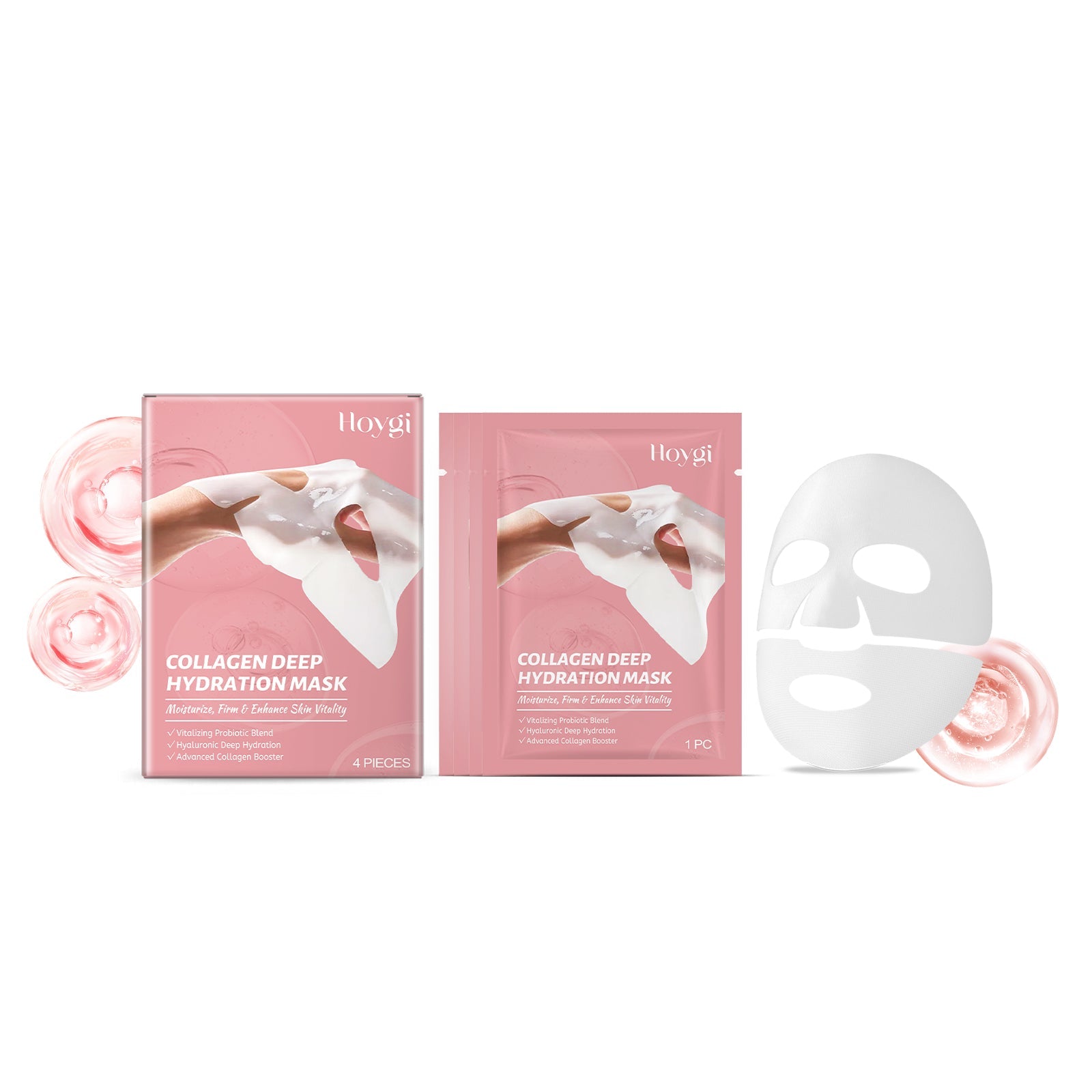 Collagen Facial Moisturizer Mask, Anti-Wrinkle, Hydrating, Skin Elasticity, Nourishing, Skincare ,4 pieces