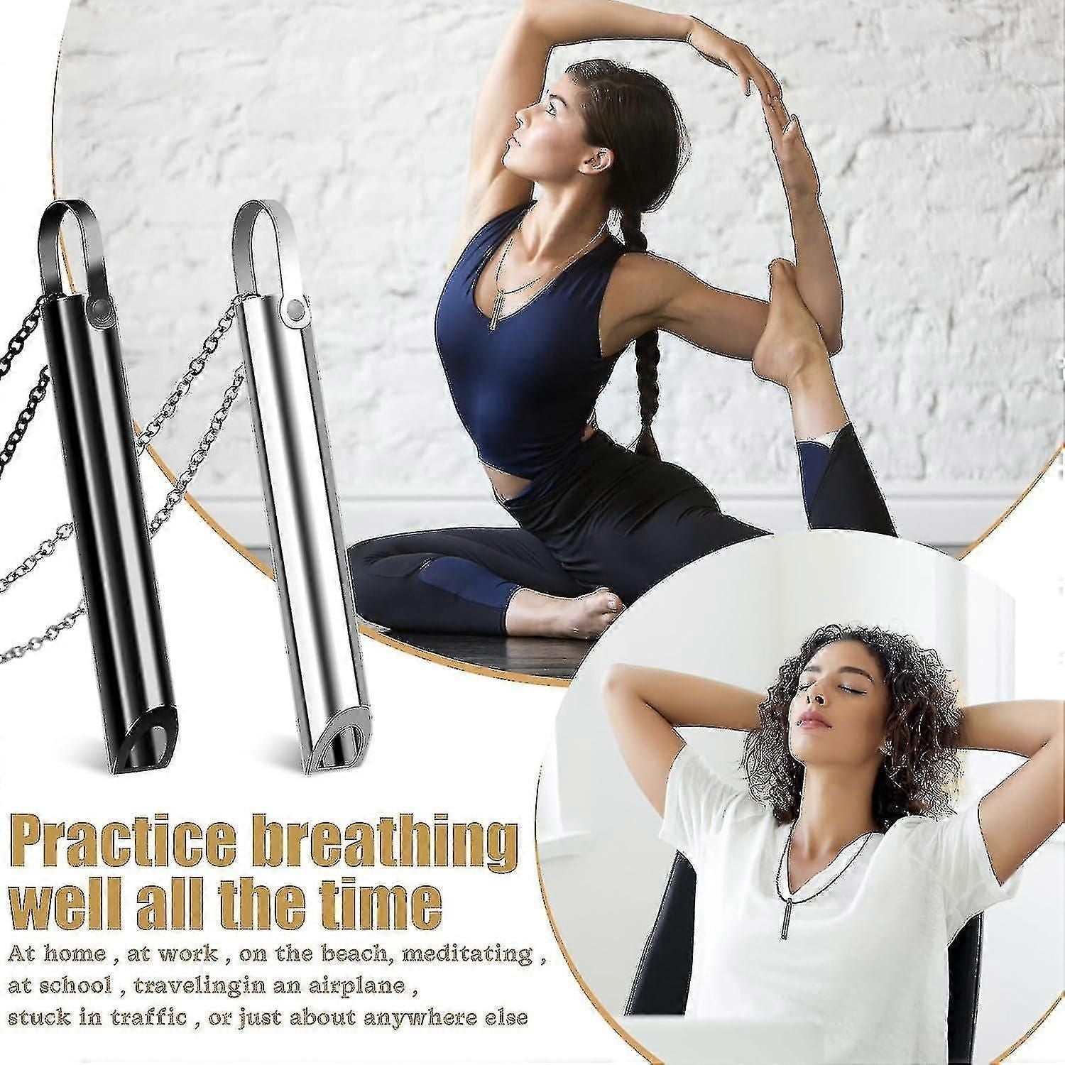 2pcs Stop Smoking Breathing Necklace, Anxiety Relief Necklacevape Necklace, Breathing Necklace Stop Smoking Aid, Breathing Exercises zxin