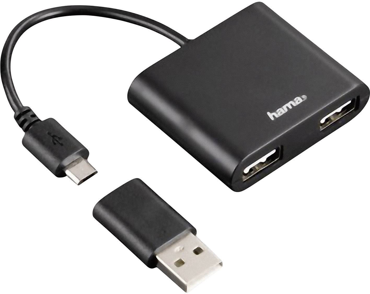HAMA 54140USB 2.0 OTG Hub 1:2 for Smartphone/Tablet/Notebook/PC