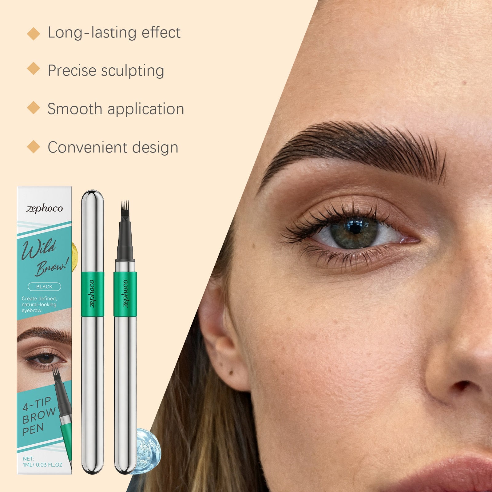 3D Natural Eyebrow Pencil, Smudge-Proof, Beginner Friendly, Long-Lasting, Perfect for All Skin Types ,1ml