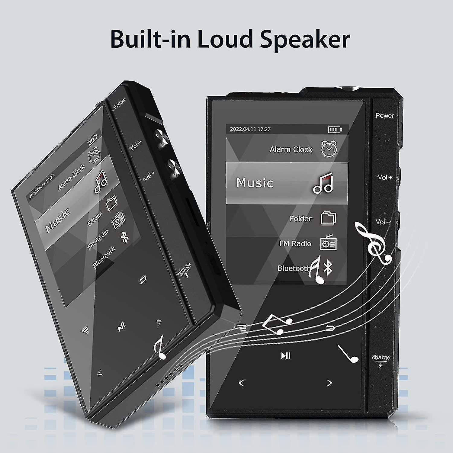 Mp3 Player With Bluetooth 5.0, Phinistec Z6 Music Audio Player With Speaker, Metal Body Amp; Glass Back, Fm Radio, Voice Recorder, E-book