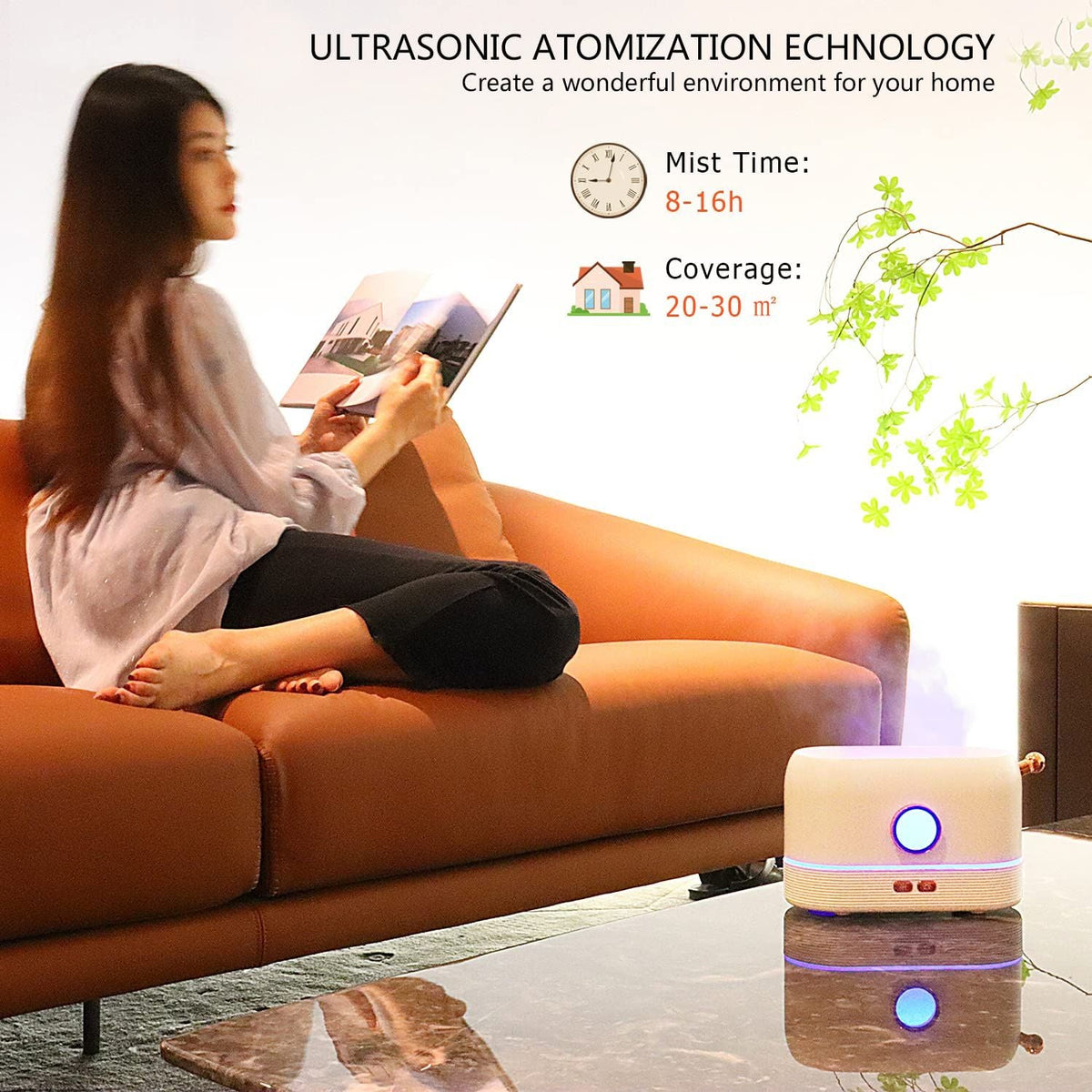 Aroma Diffuser For Essential Oils Color Changing Flame Air Humidifier For Home Office
