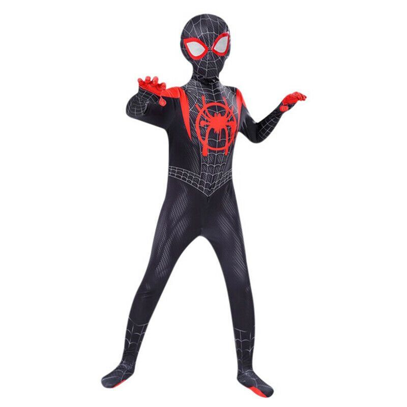 Kids Miles Morales Costume Spiderman Cosplay Jumpsuit Halloween Cosplay Suit