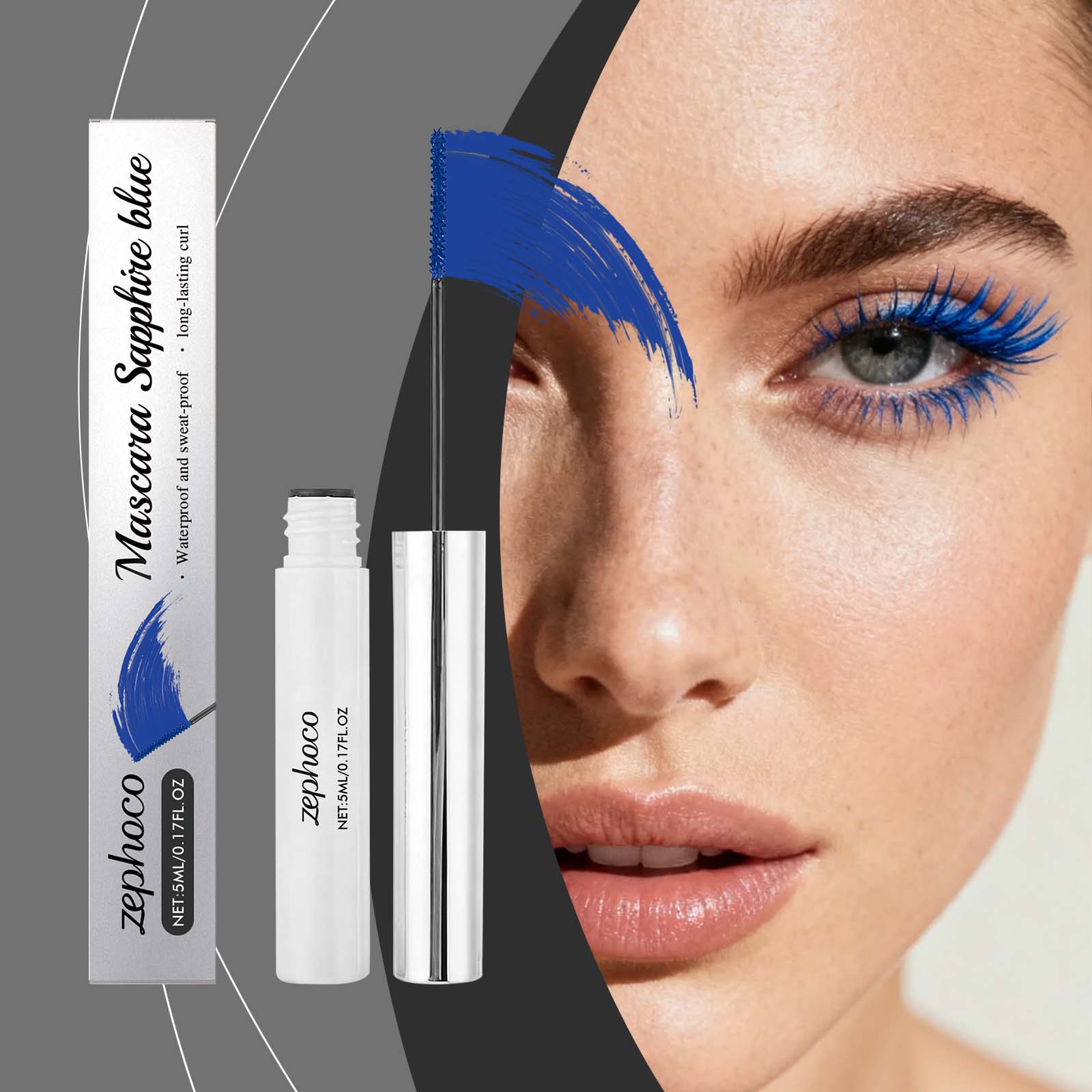 Blue Curling Mascara Waterproof Long-Lasting Volumizing Makeup Products ,5ml