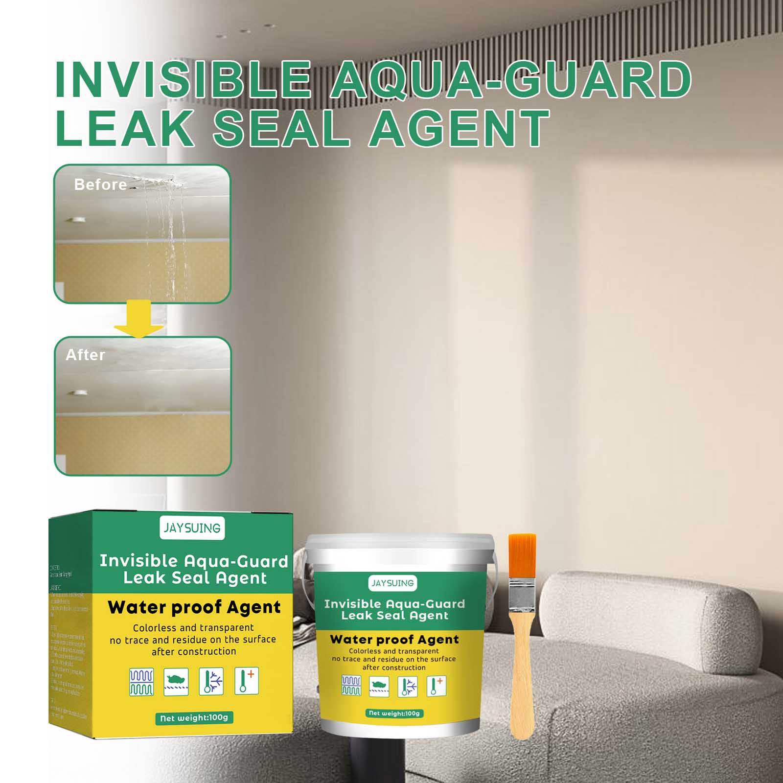Leak Proof Glue, Waterproof Sealant for Balcony, Roof, Kitchen, Bathroom, Brick, Outdoor, Durable, Easy to Use ,1set