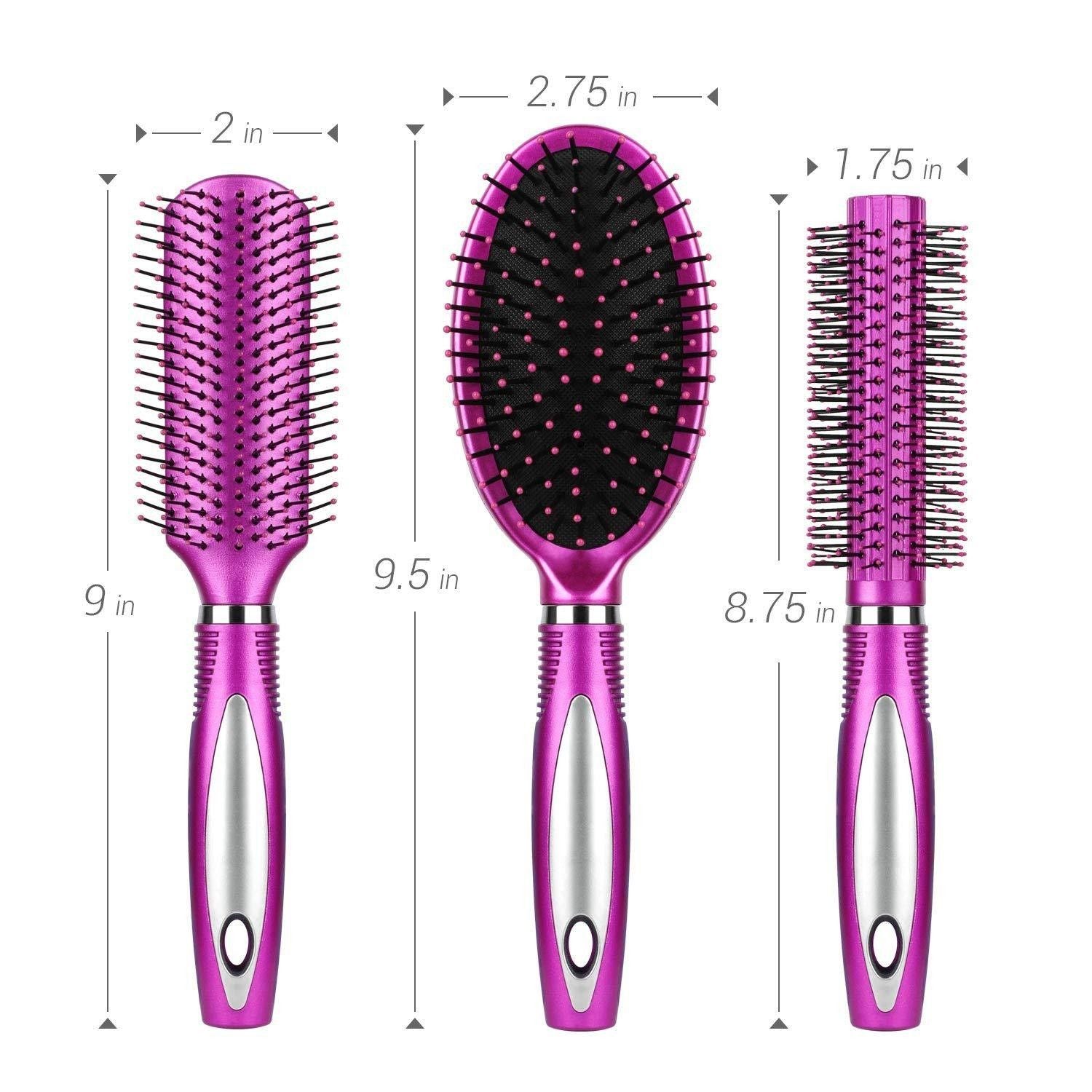 3Pcs Detangling Hair Brush Set with Air Cushion Massage