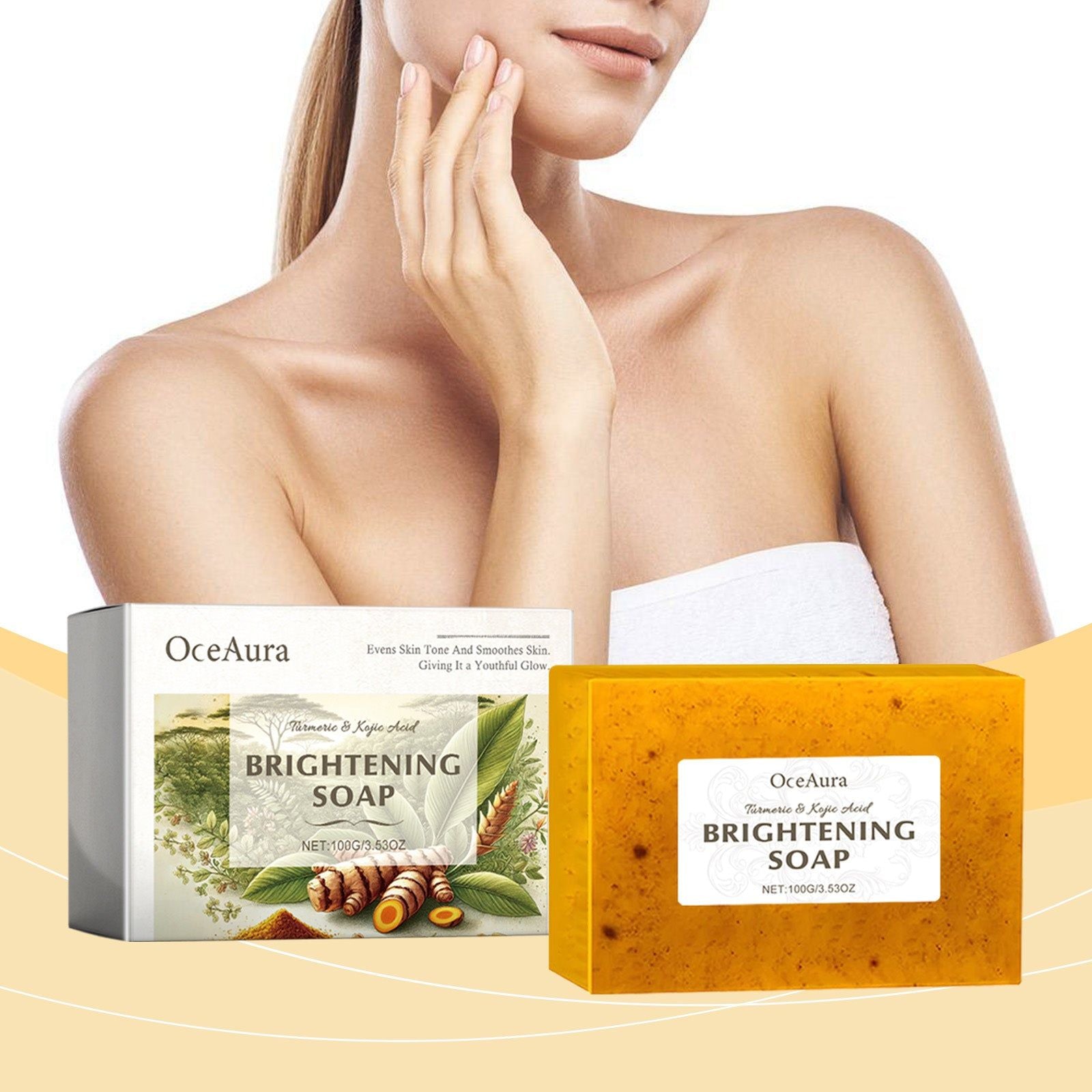 Body Bath Soap, Exfoliating Moisturizing Turmeric, Brightening Skin ,100g