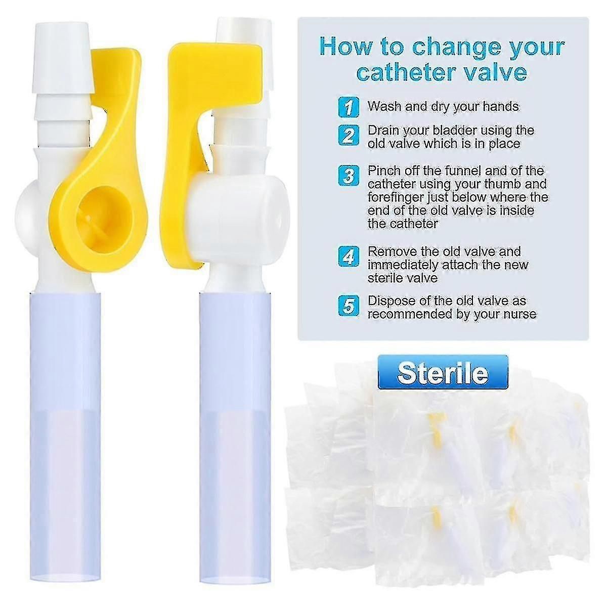 15 Pack Sterile Catheter Valves With Leak Proof Urine Drainage Lock