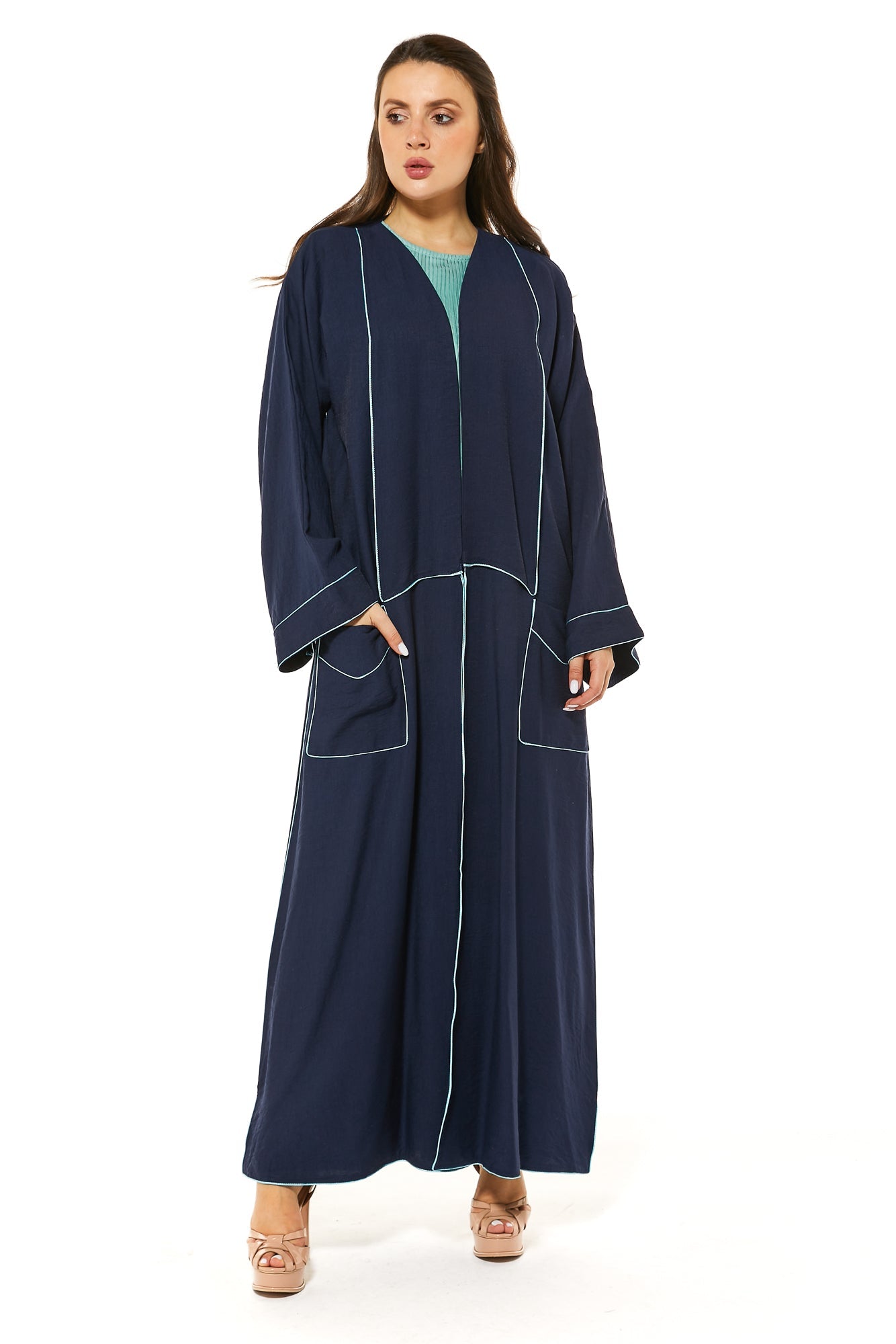 MOiSTREET Navy Casual Abaya with Pockets