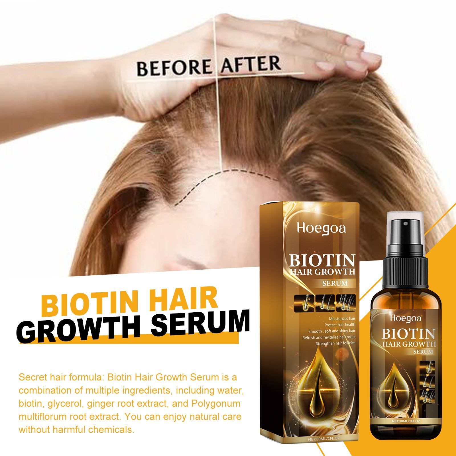 Biotin Hair Growth Serum for Thick Hair, Nourish & Strengthen Hair Naturally ,30ml
