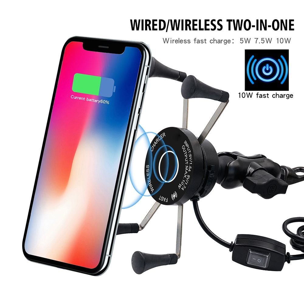 Motorcycle Phone Mount Motorcycle Wireless Fast Charger Waterproof Phone Holders