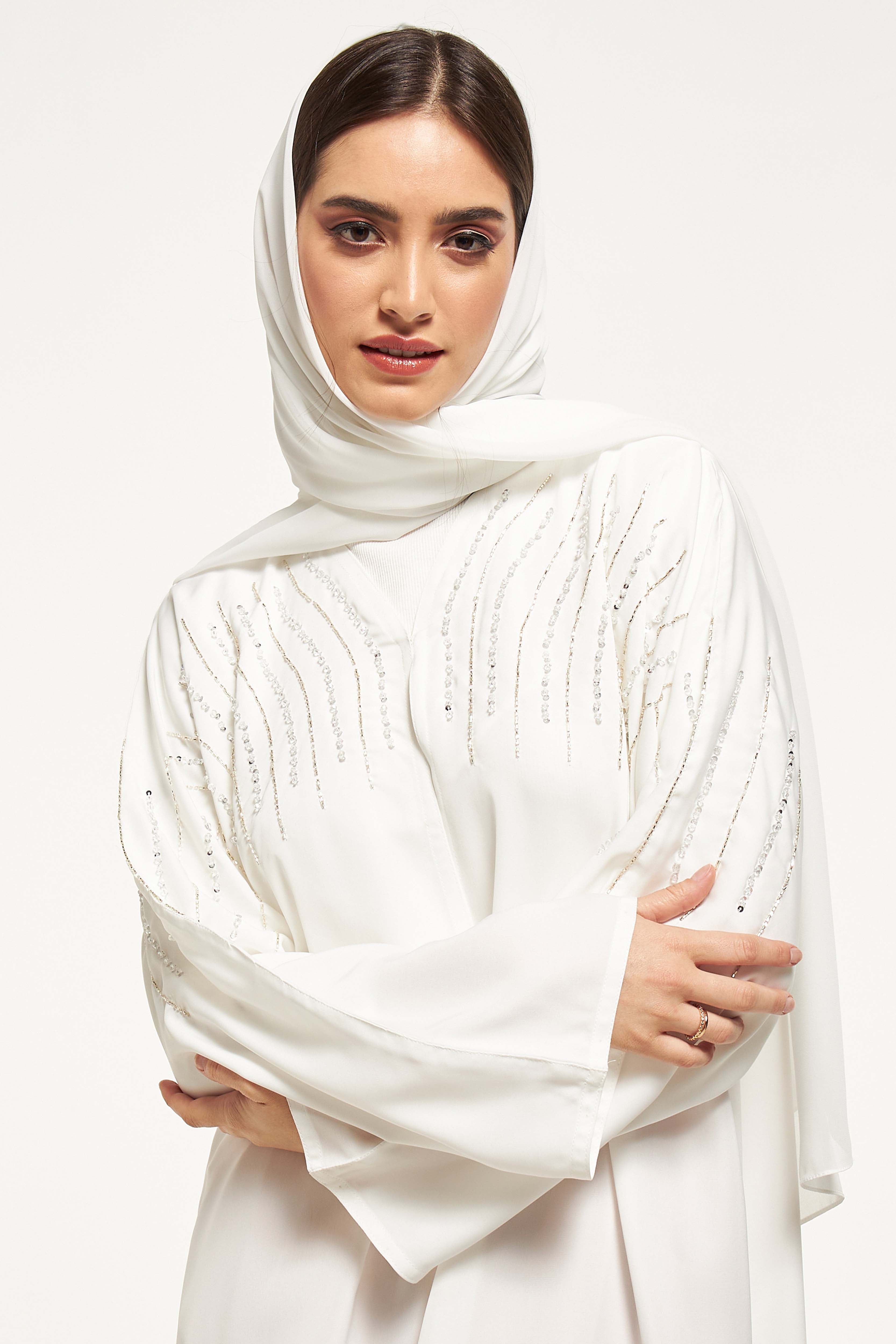 MOiSTREET Embellished Abaya with Sheila