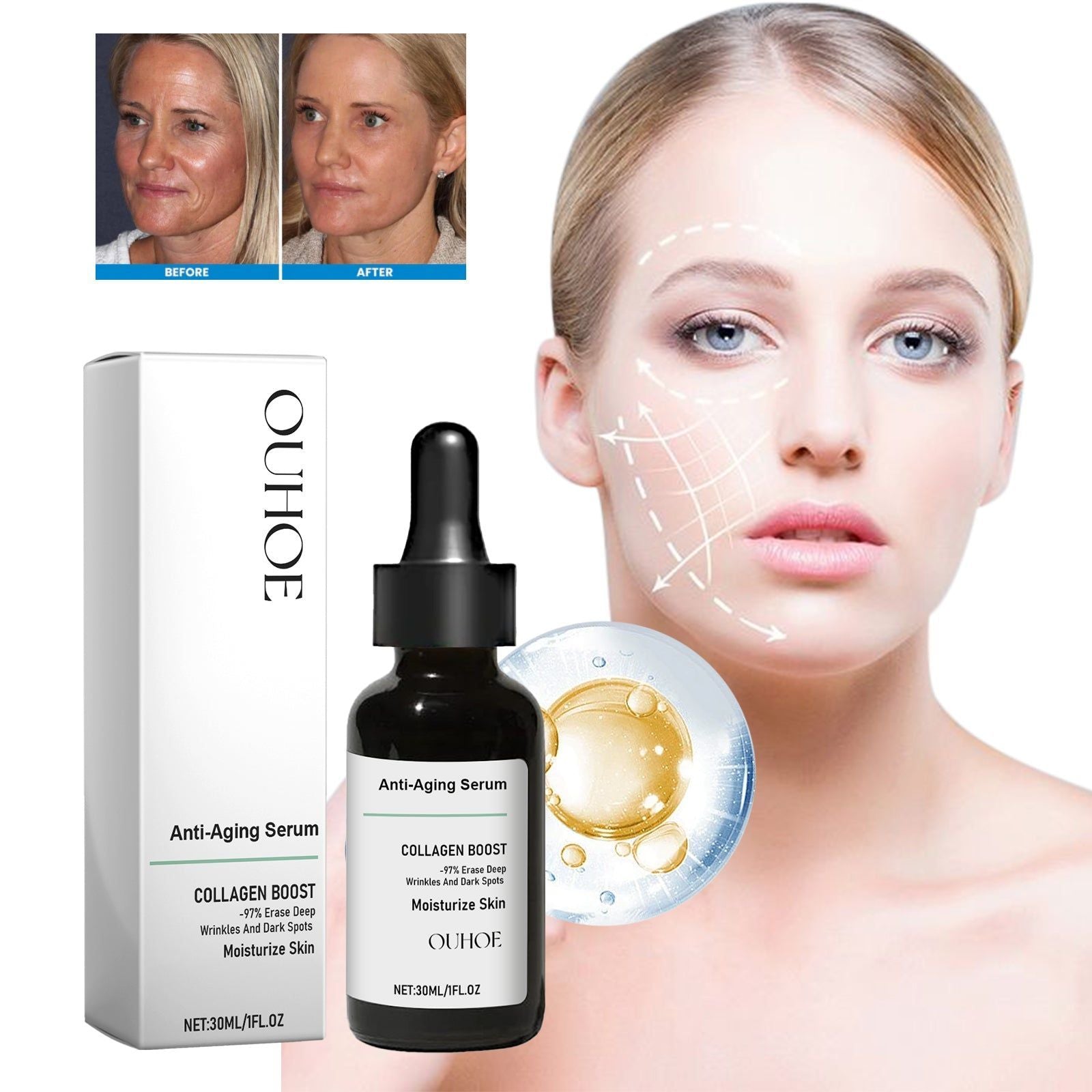 Collagen Anti-Wrinkle Facial Essence for Firming Skin, Hydrating, Youthful Glow ,30ml