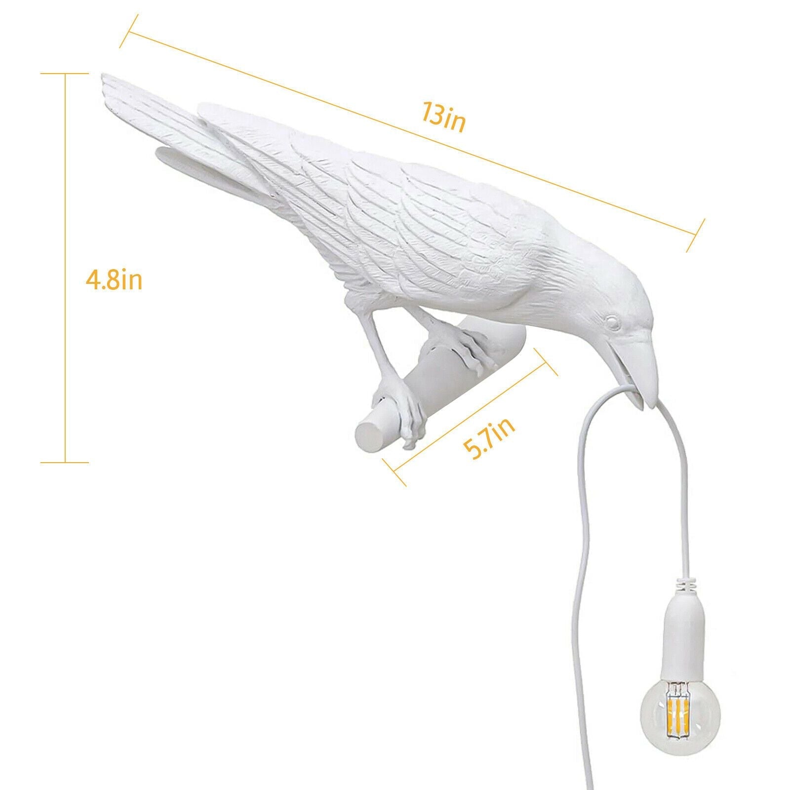 Bird Lamp Resin Crow LED Light Bedroom Wall Sconce Lamp Table Living Room Art Decoration