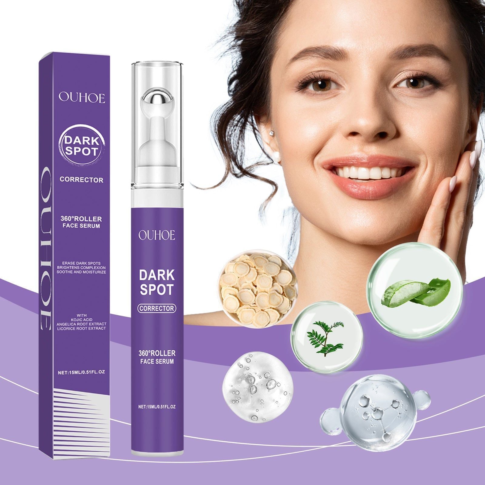 Brightening Face Serum for Dull Skin, Hydrating, Anti-Aging, Natural Glow ,15ml