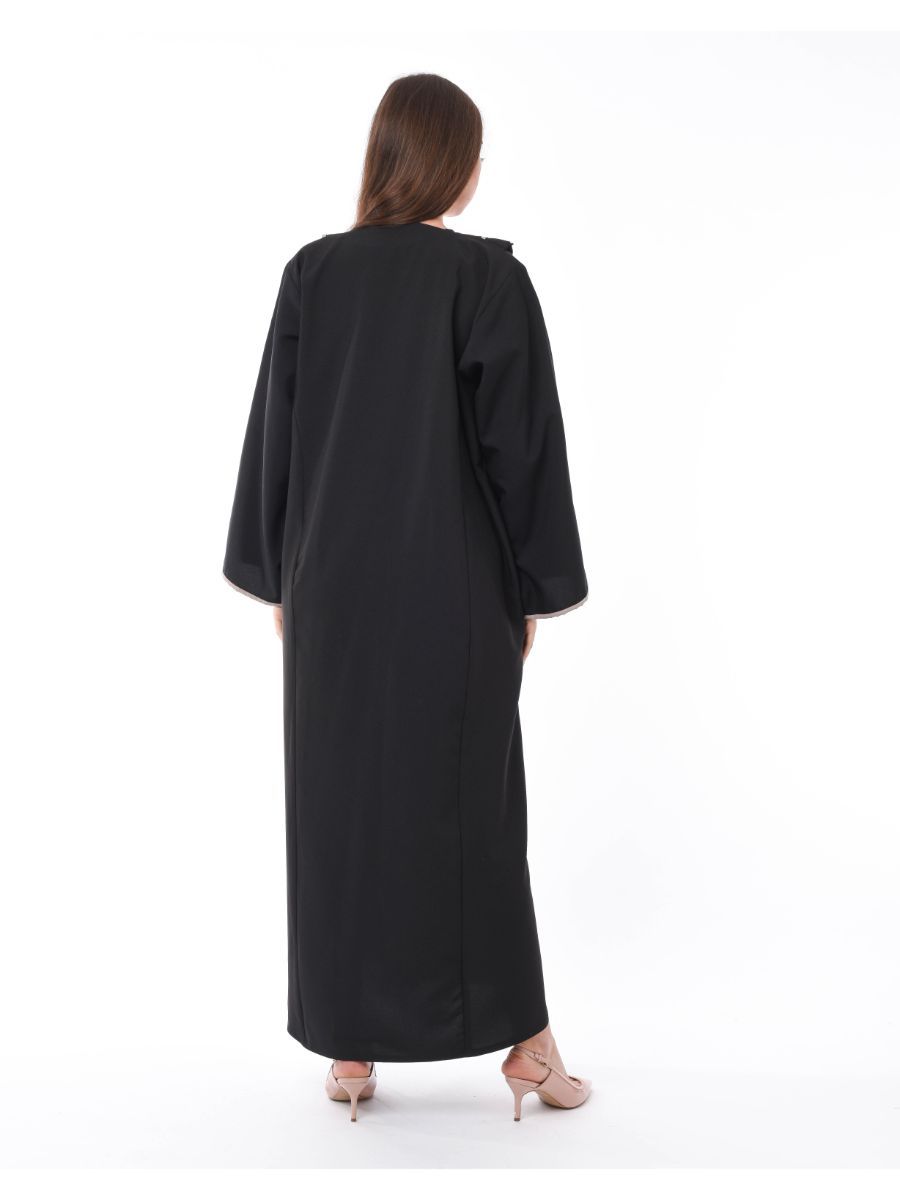 MOiSTREET Black Abaya with Pleated Neck Detailing