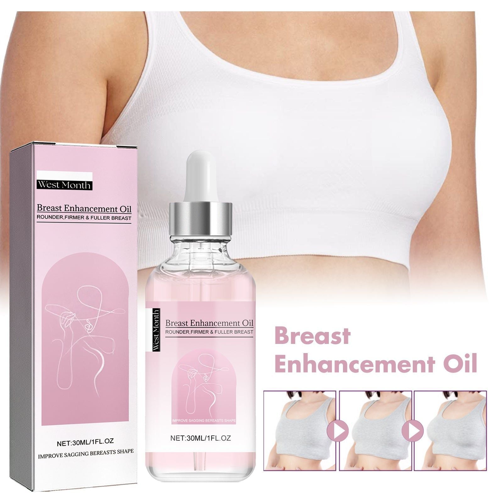 Boost Breast Fullness and Firming Oil, Natural Breast Lift, Enhance Curves ,30ml