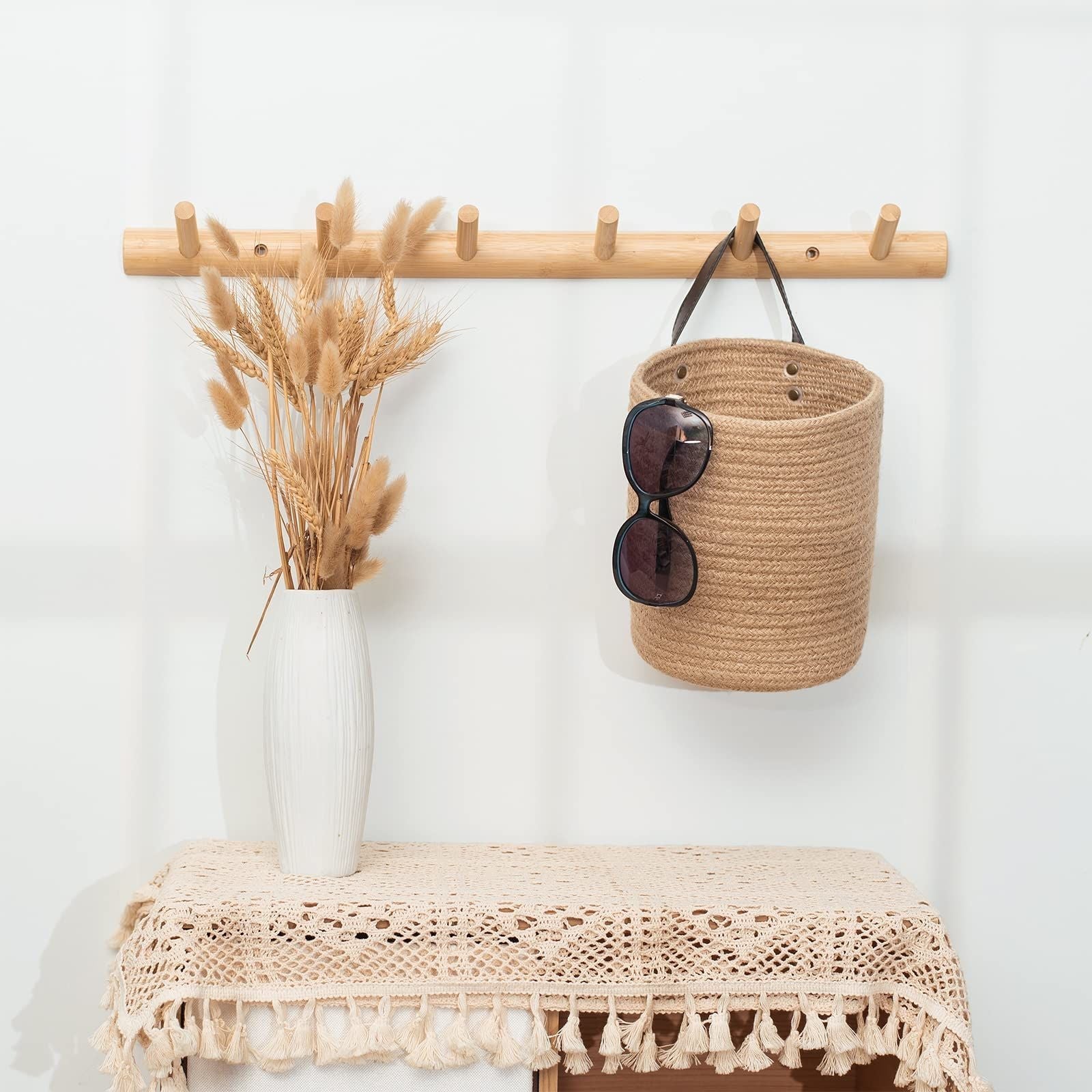 Set of 2 Jute Wall Hanging Storage Small Baskets For Plantation