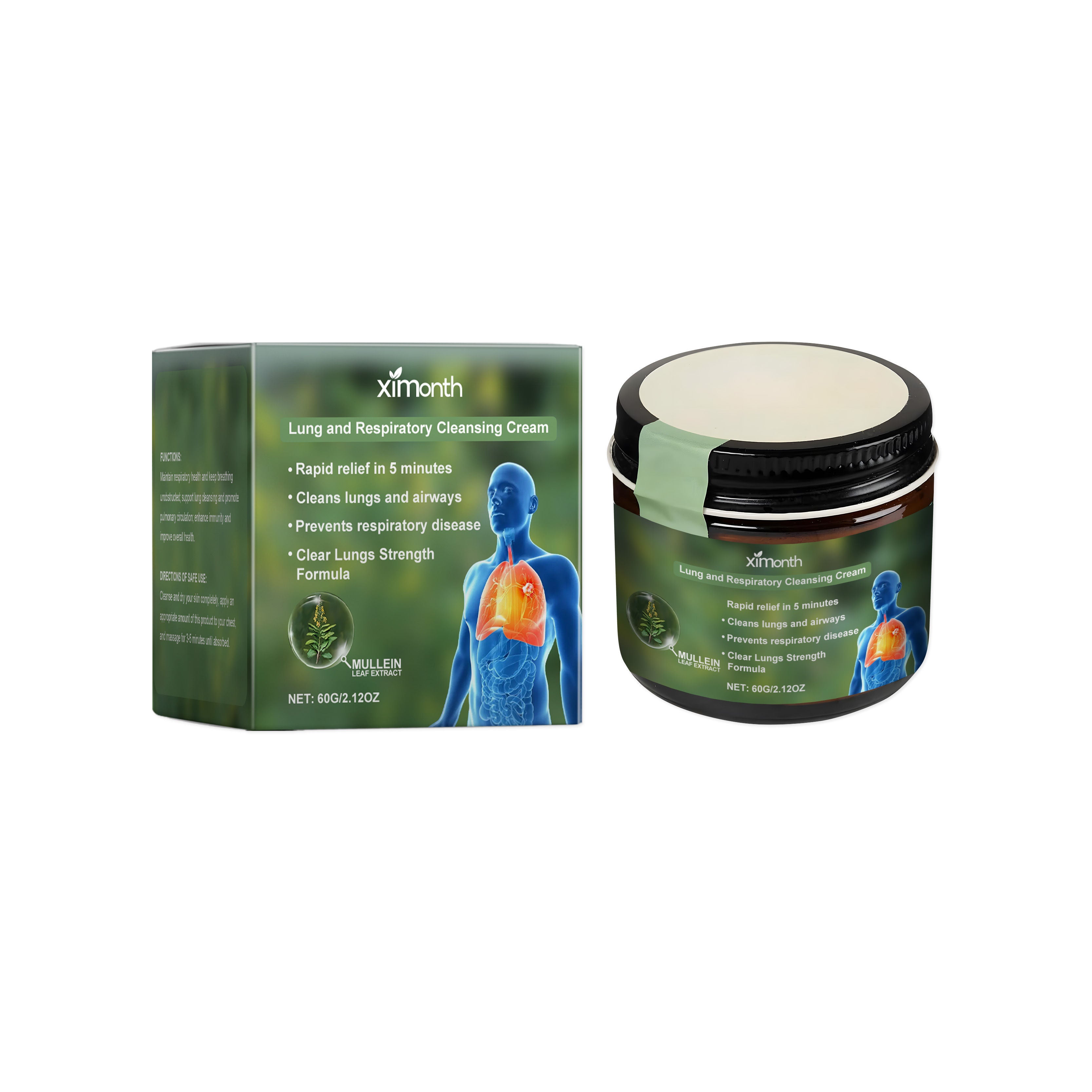 Body Care Cream, Natural Lung Support, Daily Nourishing Massage, Refreshing Skin Treatment ,60g