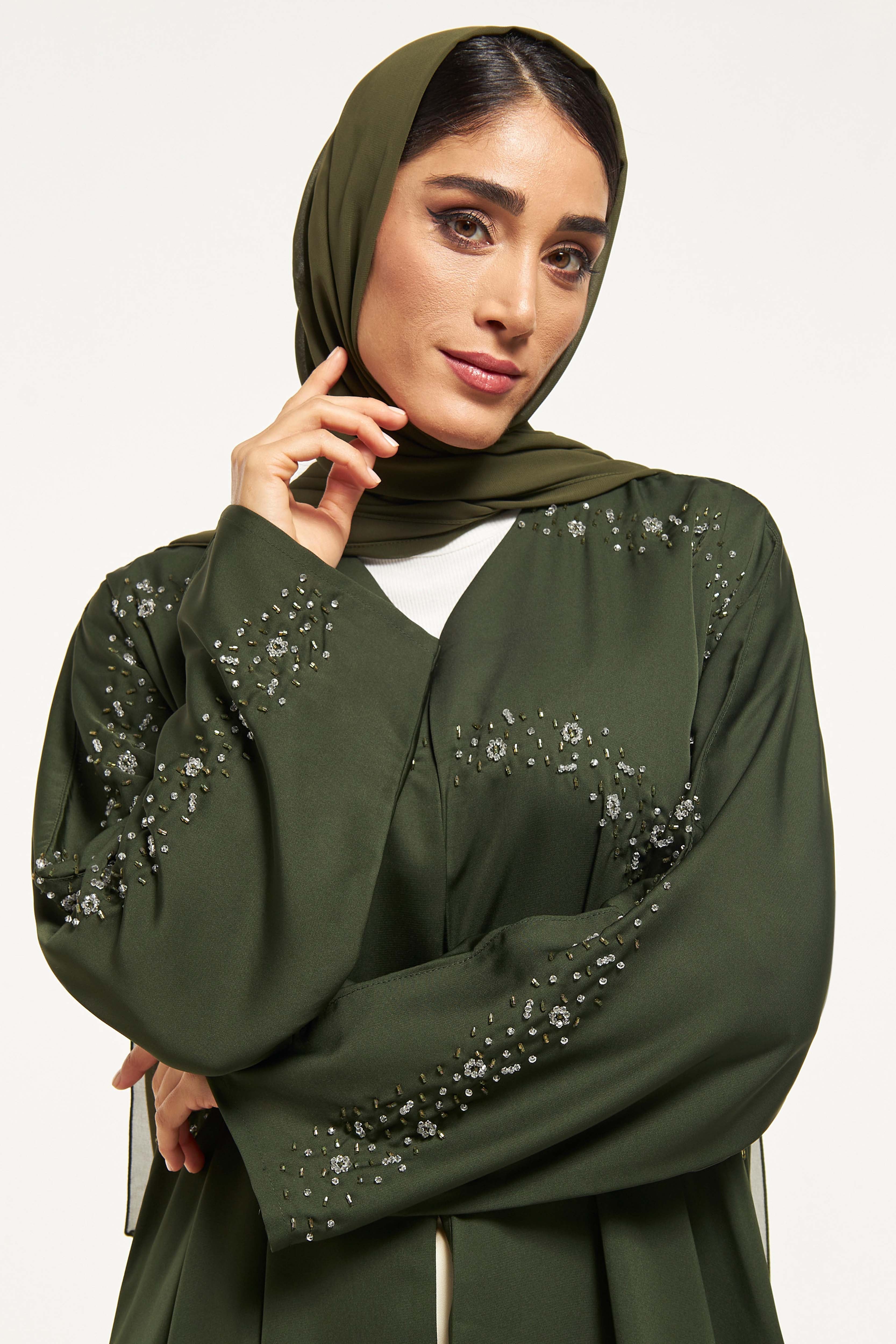 MOiSTREET Embellished Abaya with Sheila