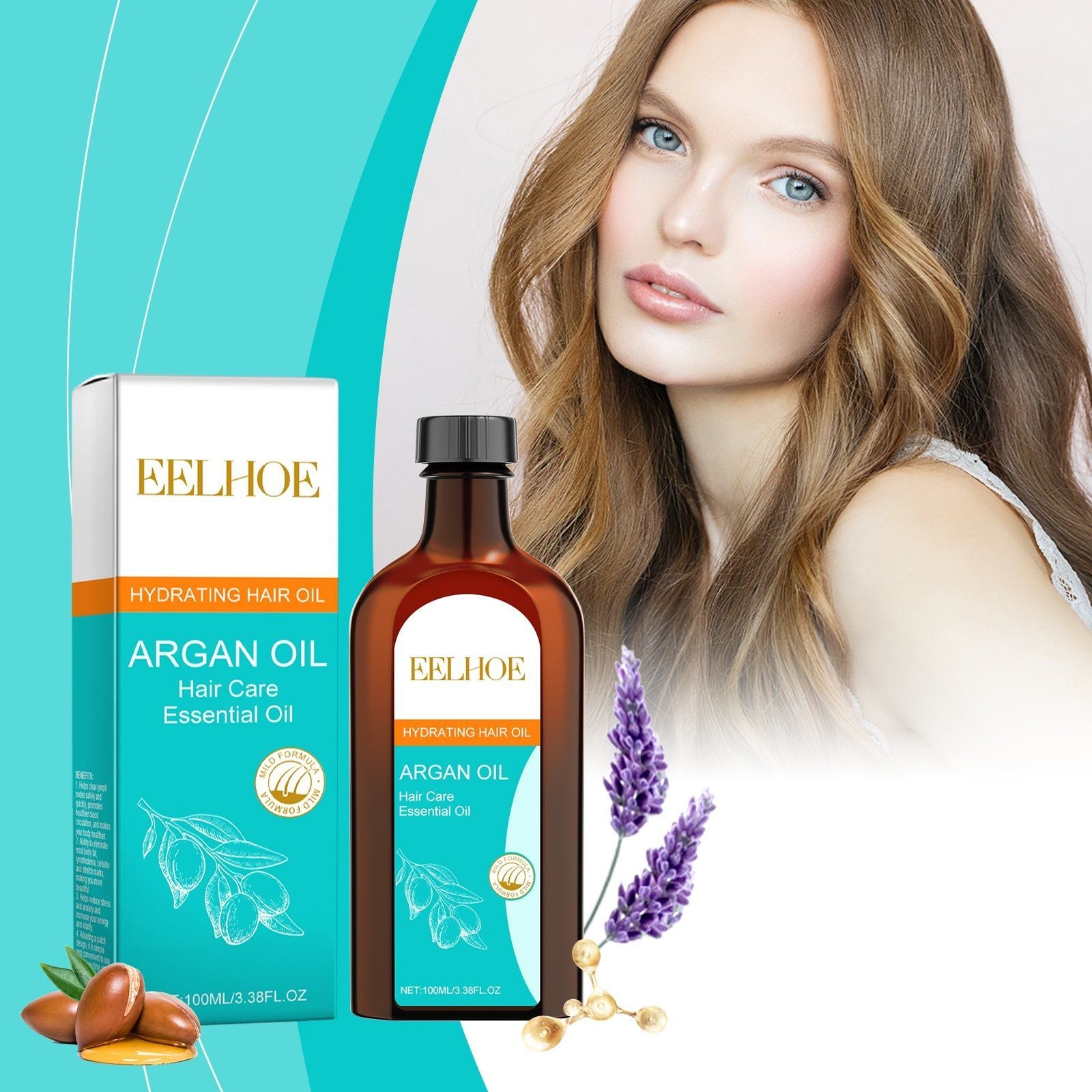 Argan Oil Hair Care Essential Oil for Hydrating, Smoothing, Glossy, Long-Lasting Hair ,100ml